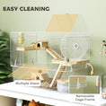 Load image into Gallery viewer, Hamster Cage, Transparent Small Animal House with Deep Bottom, Wooden Ramp, Hut, Bathroom and Exercise Wheel for Hamster and Gerbil, 23.2" L x 14" W x 18.5" H, Two Huts
