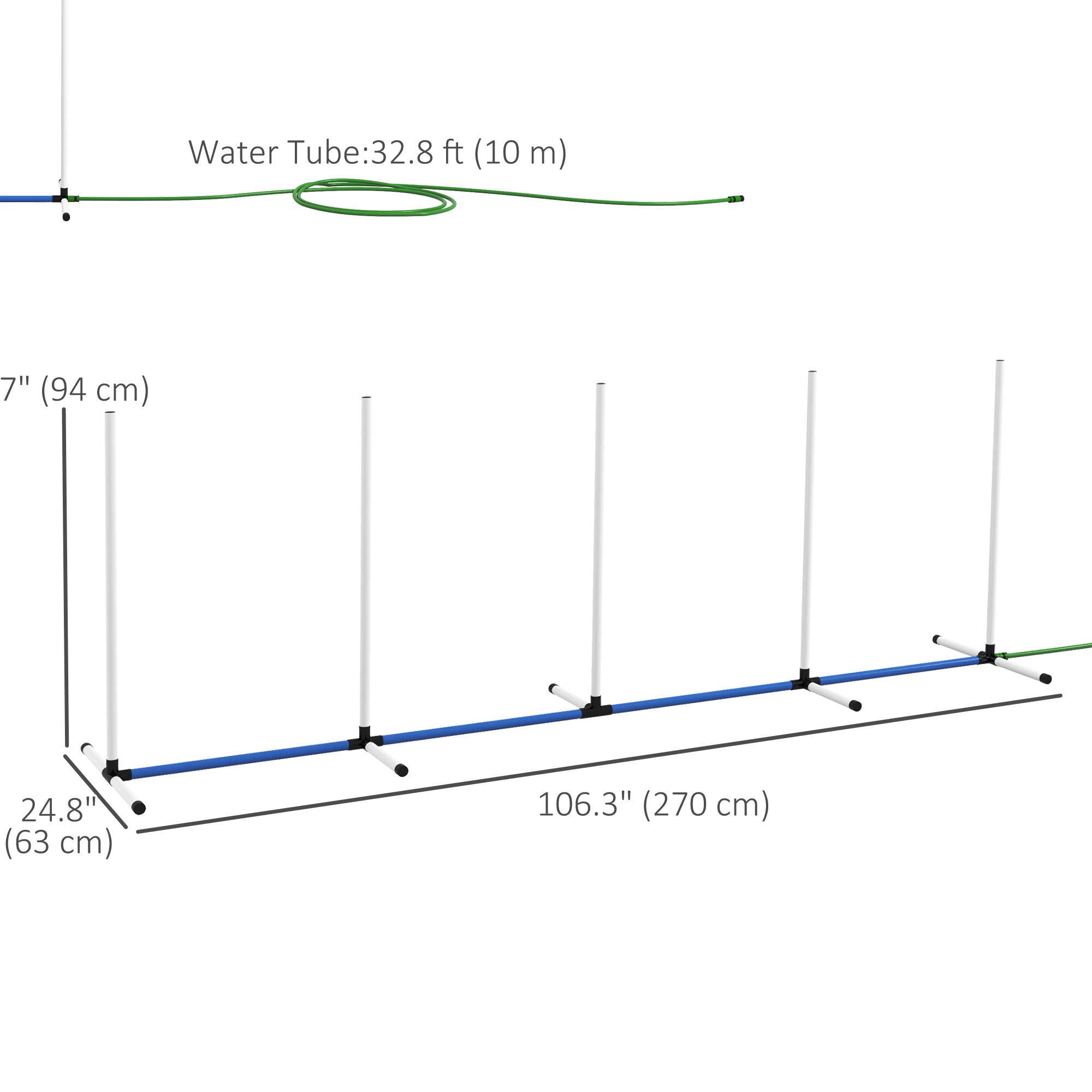 2PCs Dog Agility Equipment Set, Dog Agility Kit with Weave Poles, Spray Water Tube, Whistle, Carry Bag, for Outdoor, Backyard, Garden, White