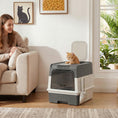 Load image into Gallery viewer, Cat litter Box with Lid, Enclosed Cat Litter Box with Pull-Out Drawer Tray, Scoop, 4 Deodorisation Bags, Front Entry & Top Exit, Privacy, Odour Control and Easy to Clean, Grey
