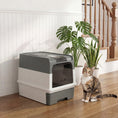 Load image into Gallery viewer, Cat litter Box with Lid, Enclosed Cat Litter Box with Pull-Out Drawer Tray, Scoop, 4 Deodorisation Bags, Front Entry & Top Exit, Privacy, Odour Control and Easy to Clean, Grey

