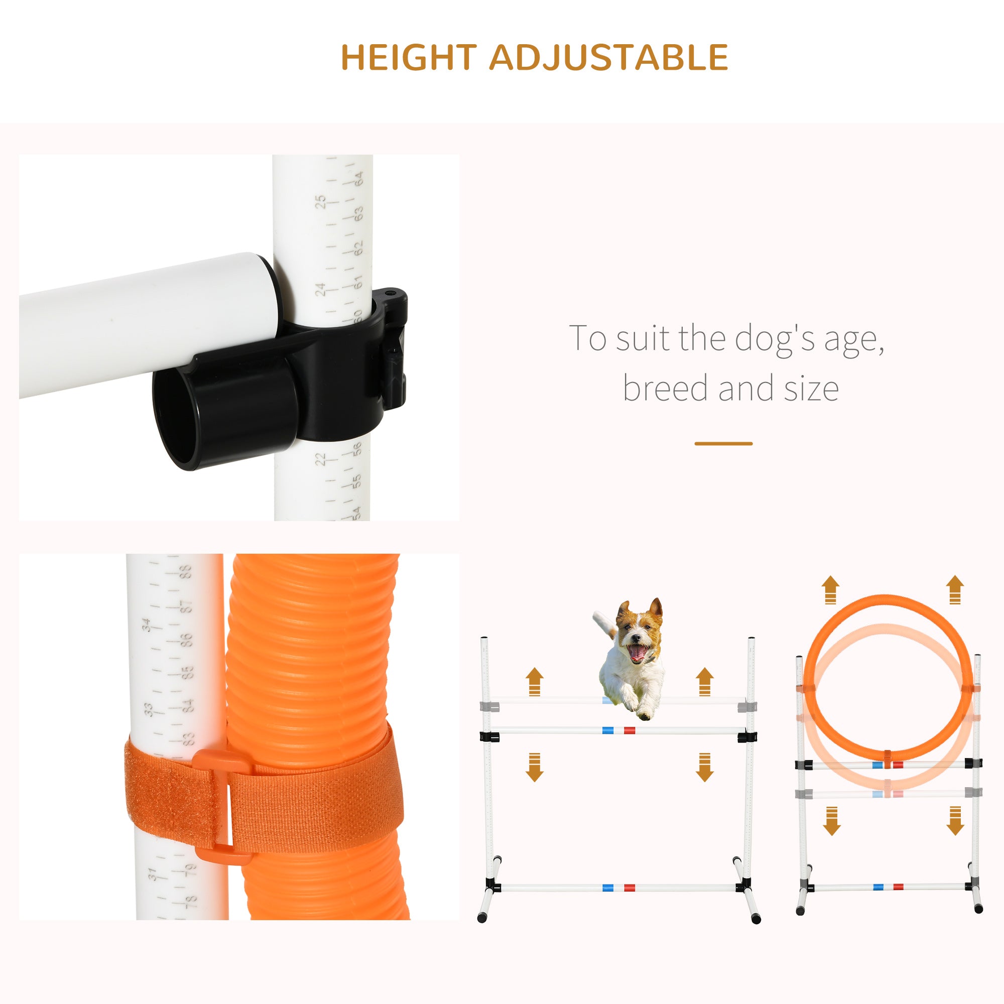 3PC Dog Agility Equipment Set, Obstacle Course Exercise for Dog Include Adjustable Hurdle, Hoop, Weave Poles and Carry Bag