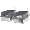 Charger l'image dans la visionneuse de la galerie, 2 Pack XL Stainless Steel Litter Box, Extra Large Metal Cat Litter Box High Sided for Big and Multiple Cats, Semi-Enclosed with Scoops, Anti-Urine Leakage
