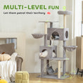 Load image into Gallery viewer, Cat Tree, 66 Inch Large Cat Tower with 2 Door Condos, 3 Big Hammocks, Plush Top Perch, Sisal Scratching Posts, Multi-level Kitty Tree for Indoor Kittens, Light Grey
