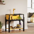 Load image into Gallery viewer, Tortoise Habitat with Storage Shelf, Wooden Tortoise Enclosure with Clear Windows, Lamp Holder, Openable Top, Built-in Tray, Reptile Cage for Indoor Outdoor Use, Yellow

