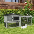 Load image into Gallery viewer, Solid Wood Rabbit Hutch Bunny Cage Pet Guinea Pig House Outdoor Small Animal Habitat w/ Ramp, Weather-Resistant Asphalt Openable Roof, Pull-out Tray, Light Grey
