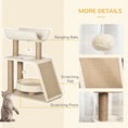 Load image into Gallery viewer, Cat Tree for Indoor Cats with Scratching Posts Pad, Kitten Tower with Bed Perch Ball Toy, 60 x 30 x 76 cm, Light Brown
