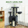 Charger l'image dans la visionneuse de la galerie, Cat Tree, 47 Inch Cat Tower with Large Cozy Condo, Hammock, Bed, Ladder, Toy Balls, Sisal Scratching Posts, for Indoor Kittens, Dark Grey
