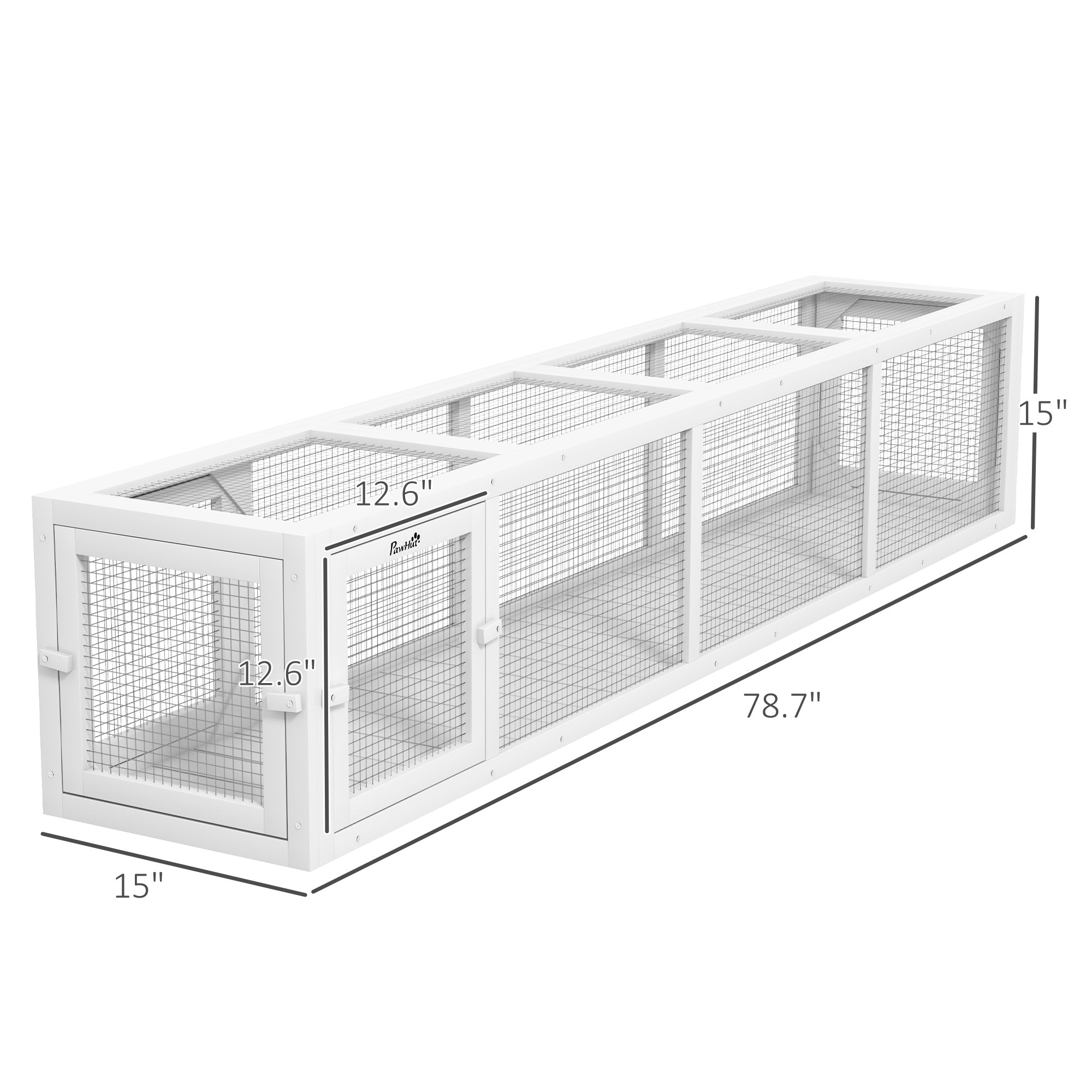 PawHut Outdoor Cat Tunnel with Extendable Design, 79" L Wooden Cat Run with Weather Protection, Connecting Inside and Outside, for Deck Patios, Balconies, White