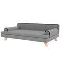 Charger l'image dans la visionneuse de la galerie, Dog Sofa, 39" Cat Couch with Removable Cushion, Washable Cover, Wooden Legs, Elevated Pet Cat Sofa for Medium & Large Dogs, Light Grey
