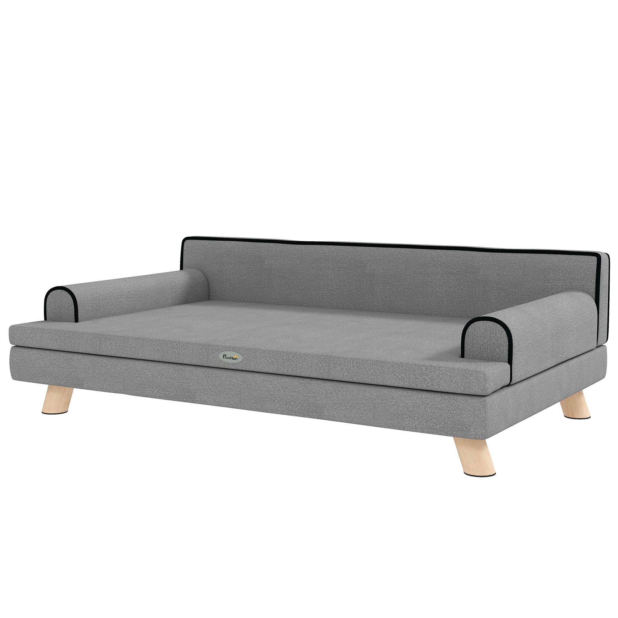 Dog Sofa, 39" Cat Couch with Removable Cushion, Washable Cover, Wooden Legs, Elevated Pet Cat Sofa for Medium & Large Dogs, Light Grey