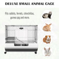 Load image into Gallery viewer, 28"H 2-Level Small Animal Cage Rabbit Hutch with Universal Lockable Wheels, Slide-Out Tray for Bunny, Chinchillas, Ferret, Black
