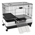 Load image into Gallery viewer, 28"H 2-Level Small Animal Cage Rabbit Hutch with Universal Lockable Wheels, Slide-Out Tray for Bunny, Chinchillas, Ferret, Black
