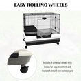 Load image into Gallery viewer, 28"H 2-Level Small Animal Cage Rabbit Hutch with Universal Lockable Wheels, Slide-Out Tray for Bunny, Chinchillas, Ferret, Black

