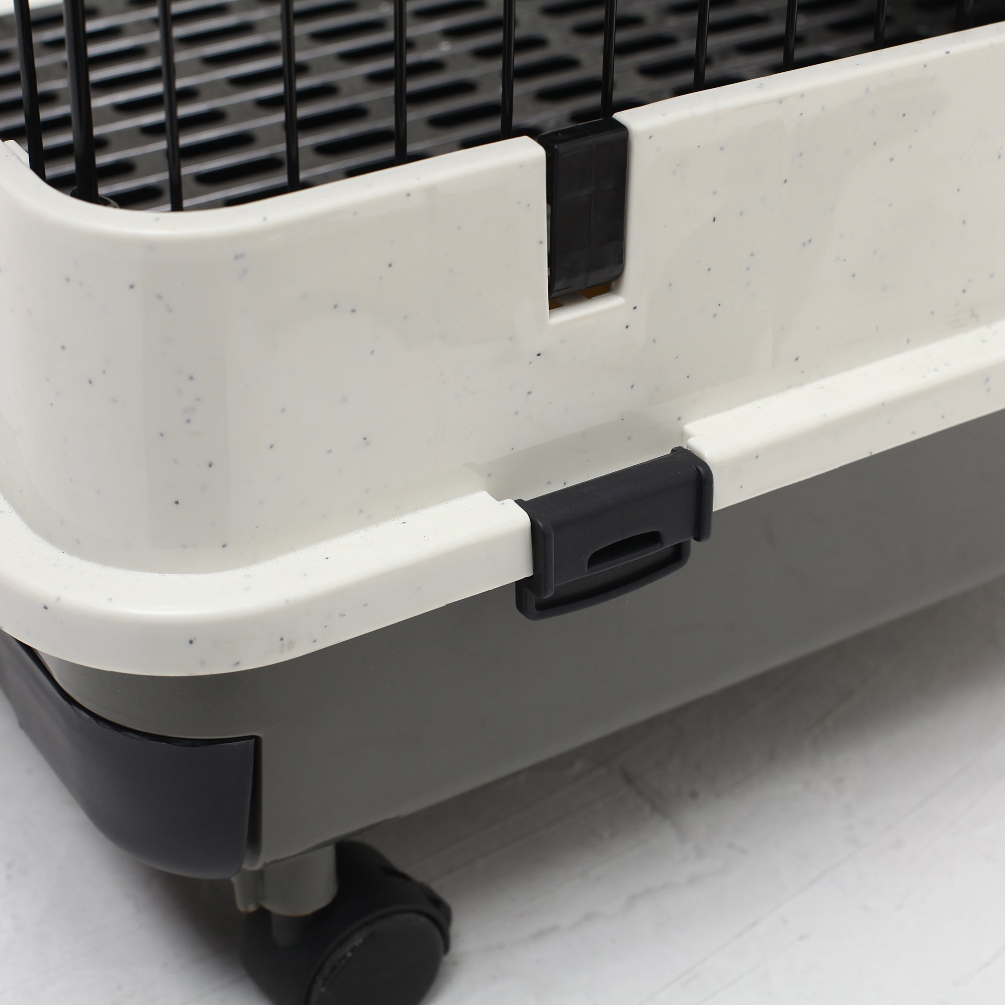 28"H 2-Level Small Animal Cage Rabbit Hutch with Universal Lockable Wheels, Slide-Out Tray for Bunny, Chinchillas, Ferret, Black
