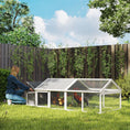 Charger l'image dans la visionneuse de la galerie, 95"L Large Chicken Run, Wooden Chicken Coop with Nesting Box, Lift-up Top, Side Door and Wooden Roof, Poultry Cage for Outdoor, for 4 to 8 Chickens, Rabbits, Ducks, White
