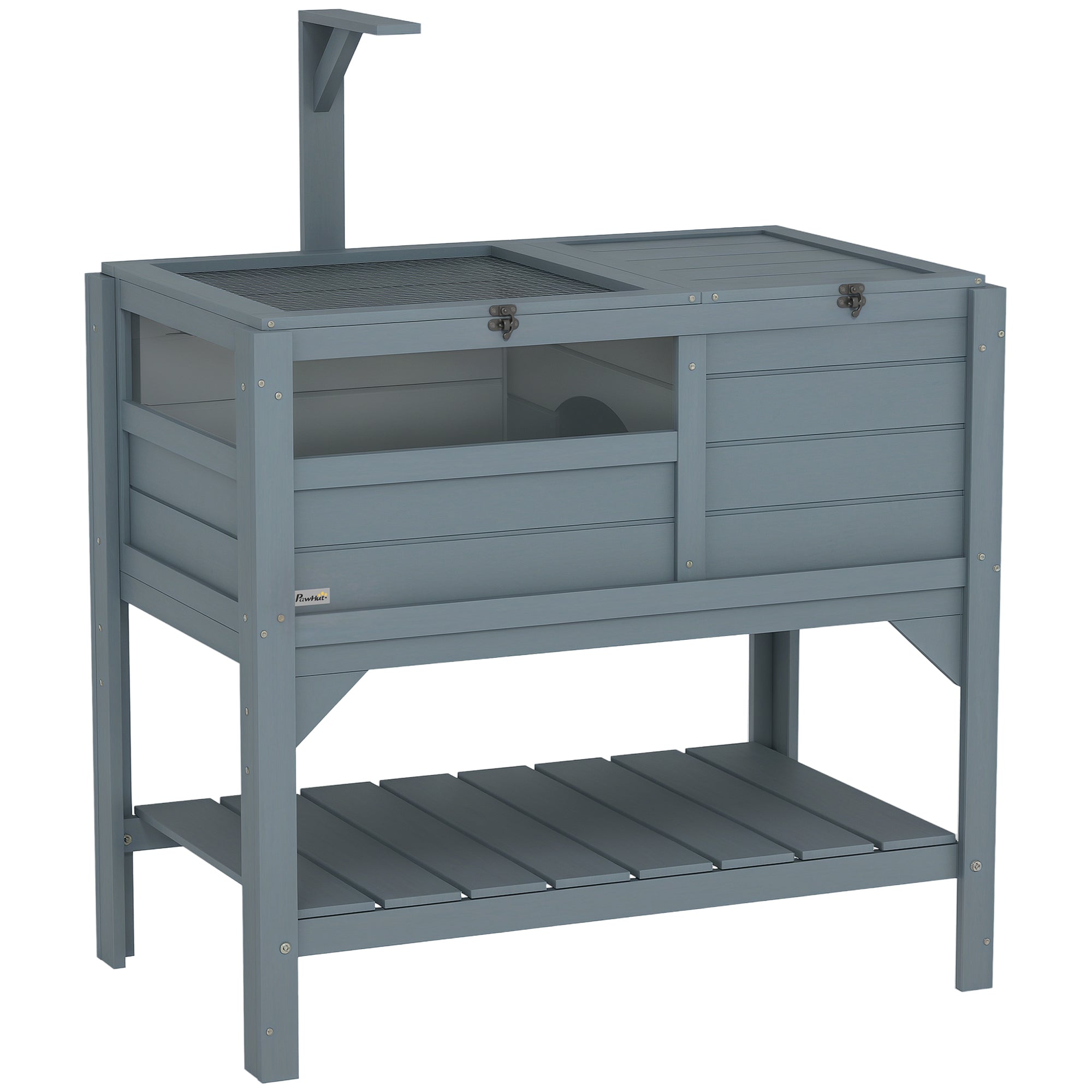 Tortoise Habitat with Shelf Storage, Tortoise Enclosure with Weather Protection, Tortoise Gift Accessory, Reptile Enclosure with Tray, Light Support Frame,  Gray