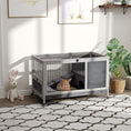 Load image into Gallery viewer, Wooden Rabbit Hutch Indoor Outdoor, Elevated Bunny Cage with No Leak Tray Enclosed Run with Wheels, for Rabbits, Chickens, Ducks, Guinea Pigs and Small Animals, Gray
