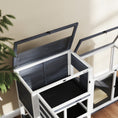 Load image into Gallery viewer, Rabbit Hutch with Run, 2-Tier Wooden Guinea Pig Hutch with Wheels, 2 Openable Tops, 3 Plastic Trays, Small Animal House Indoor for 2-3 Bunnies, Guinea Pigs, 147 x 45 x 89.5cm, Grey
