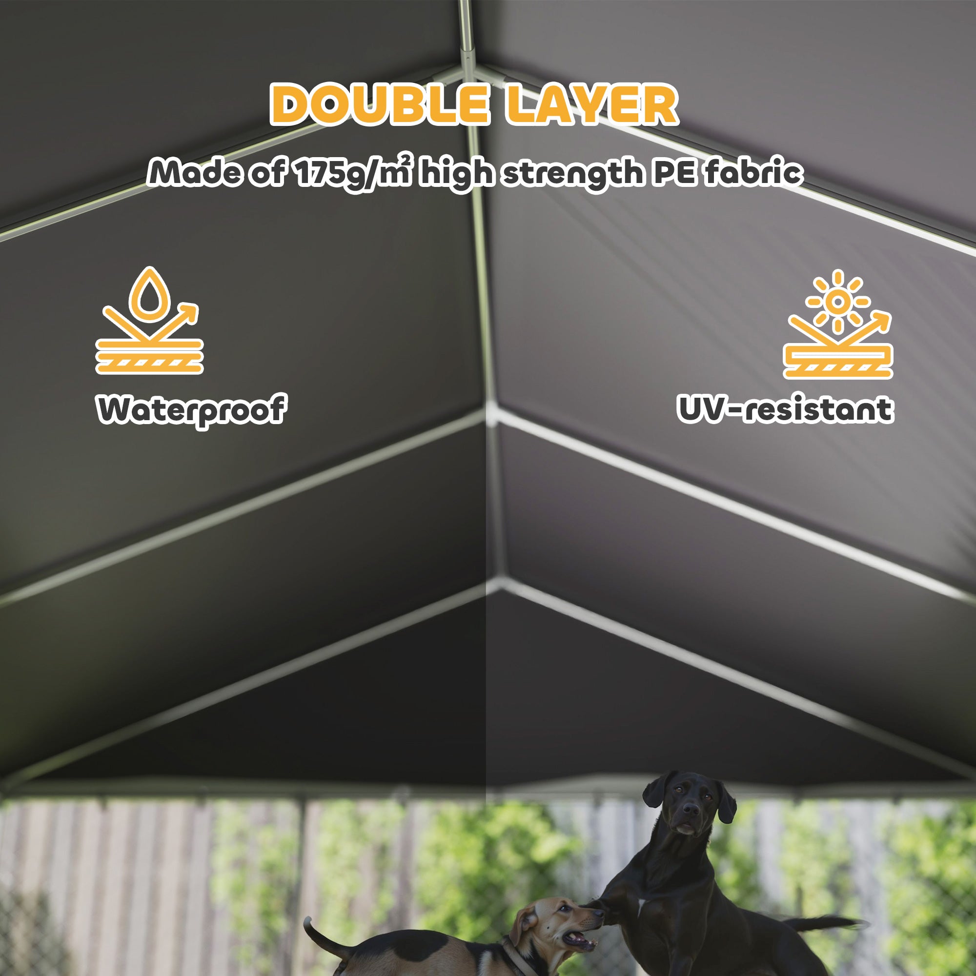 Outdoor Dog Kennel, 20' x 15' x 8', Heavy Duty Large Dog Kennel Outside w/ Waterproof Roof, Galvanized Chain Link Pet Enclosure w/ 2 Secure Locks, for Large Breed, Chicken, Duck