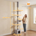 Load image into Gallery viewer, Floor to Ceiling Cat Tree, 230-250cm Multi-Level Cat Tower with Adjustable Height, Scratching Posts, Condo, Platforms and 3 Dangling Balls, Activity Tree for Indoor Kittens, Light Grey

