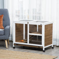Load image into Gallery viewer, Rabbit Hutch Indoor Wooden Guinea Pig House Hamster Cage with Wheels, 2 Layers Bunny Cage with Openable Roof, 91.5 x 53.3 x 73 cm, Brown
