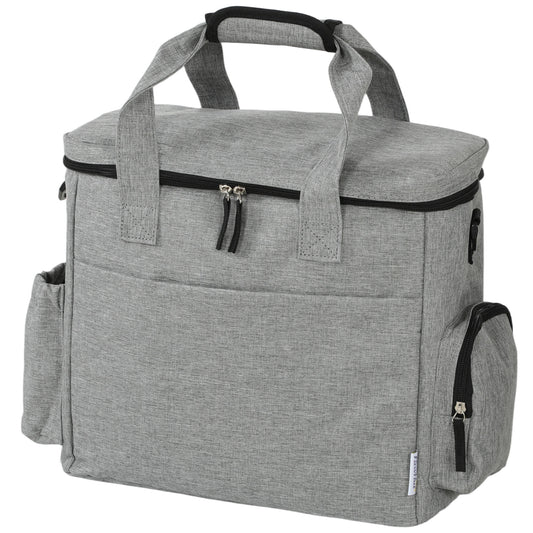 Dog Travel Bag, Dog Walking Bag with Multiple Pockets, Two Food Containers and Silicone Collapsible Bowl, Treat Pouch Bag for Cat Puppy Picnic Camping, Light Grey