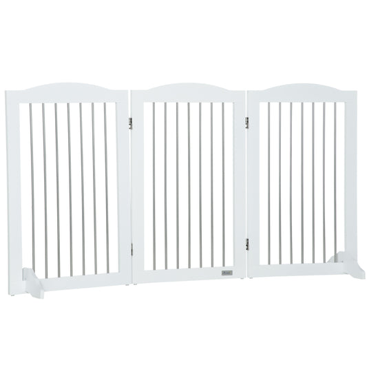 Foldable Dog Gate, Freestanding Pet Gate, Dog Barrier with Two Support Feet, for Doorways, Stairs, Halls - White