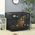 Load image into Gallery viewer, Heavy Duty Steel Dog Crate Kennel Pet Cage with Wheels for Portability and a Door for Convenient Access Anti-Pinching Floor, 40.7"L x 29.5"W x 34.6"H, Black
