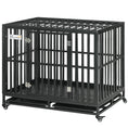 Load image into Gallery viewer, Heavy Duty Steel Dog Crate Kennel Pet Cage with Wheels for Portability and a Door for Convenient Access Anti-Pinching Floor, 40.7"L x 29.5"W x 34.6"H, Black
