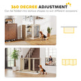 Load image into Gallery viewer, Freestanding Pet Gate, Foldable Dog Gate with Lockable Door, Metal Support Feet & 360° Flexible Hinges, 4 Panel Indoor Dog Barrier for House, Stairs, Doorway, 205 x 30.5 x 91.5 cm, Oak
