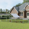 Load image into Gallery viewer, Chicken Run, 23' x 6.6' Metal Chicken Coop with Waterproof and Anti-UV Cover, Spire Roof, Door, for 12-14 Chickens, Ducks, Rabbits, Sliver
