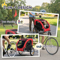 Load image into Gallery viewer, Dog Bike Trailer, 2-in-1 Pet Stroller Cart Bicycle Carrier, Folding Cart Frame with Suspension, Universal Bicycle Coupler, Reflectors, Flag, for Medium Dogs Up to 44 LBS, Red
