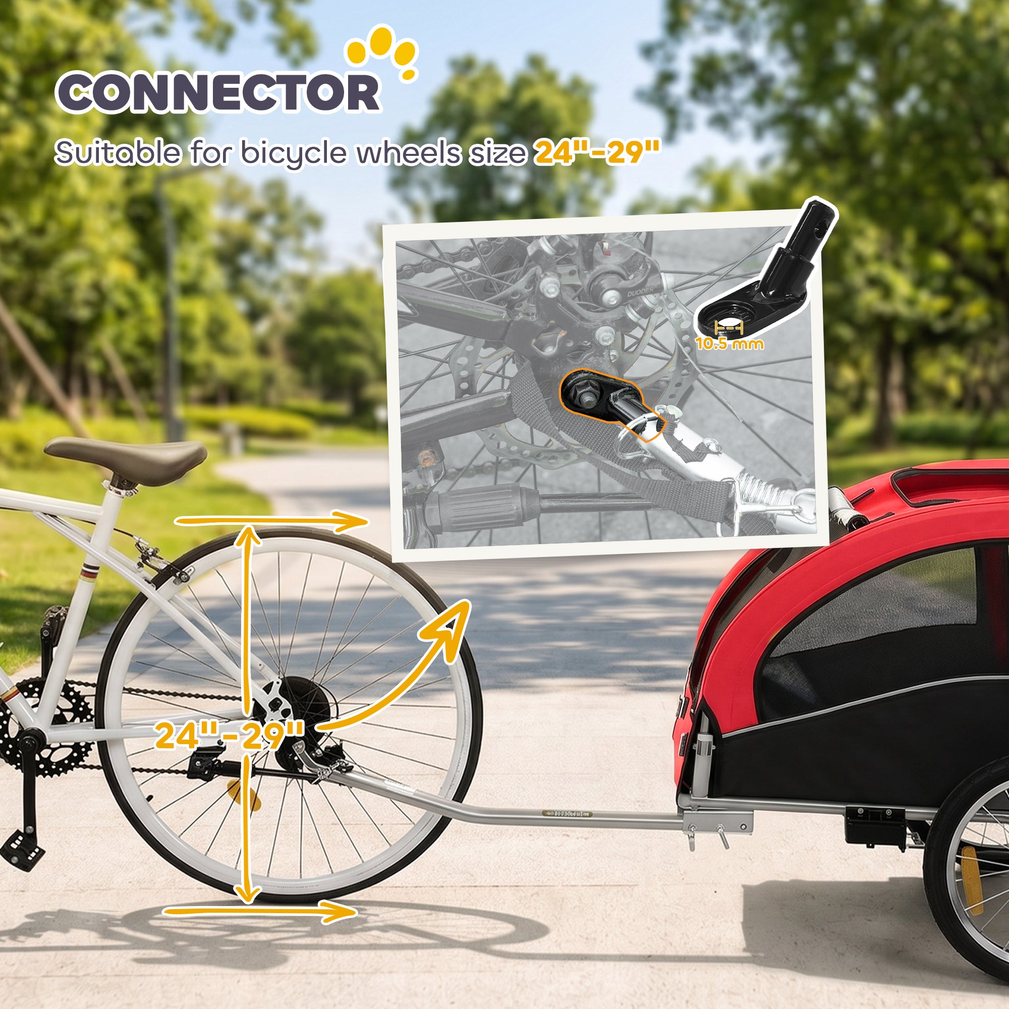 2-in-1 Dog Bike Trailer & Stroller with Suspension for Dogs up to 44 lbs Red