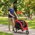 Load image into Gallery viewer, Dog Bike Trailer, 2-in-1 Pet Stroller Cart Bicycle Carrier, Folding Cart Frame with Suspension, Universal Bicycle Coupler, Reflectors, Flag, for Medium Dogs Up to 44 LBS, Red
