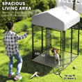 Load image into Gallery viewer, PawHut 3.9' x 3.9' x 6' Outdoor Dog Kennel, Welded Wire Heavy Duty Dog Run with 360° Rotating & 4 Level Adjustable Bowls, Dog Kennel Outside with Waterproof & UV Resistant Cover, for S&M Dogs
