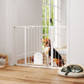 Load image into Gallery viewer, 30"-52" Extra Wide Pet Gate with Small Door, 35"H Dog Gate with Safety Gate Barrier, Stair Pressure Fit, Auto Close, Double Locking, for Doorways, Hallways, White
