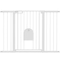 Load image into Gallery viewer, 30"-52" Extra Wide Pet Gate with Small Door, 35"H Dog Gate with Safety Gate Barrier, Stair Pressure Fit, Auto Close, Double Locking, for Doorways, Hallways, White
