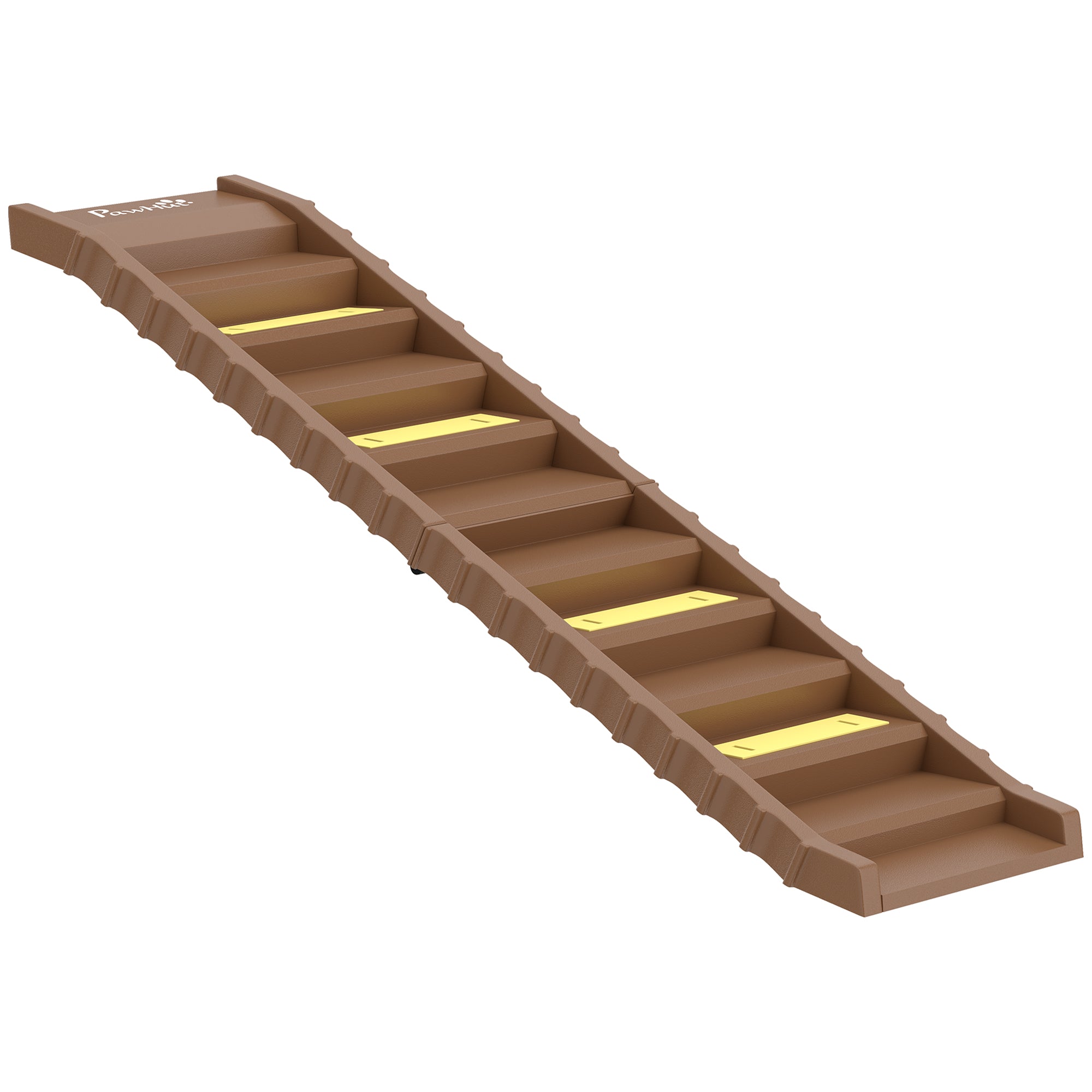 Dog Ramp for Cars, Trucks, SUVs, Foldable 10 Step Pet Stairs Non-Slip for Small to Medium Dogs, Lightweight Pet Ramp Supports up to 150 lbs., for Indoor Outdoor, Brown
