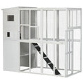 Load image into Gallery viewer, Large Catio Outdoor Cat Enclosure Weatherproof Cat House with Cat Condo, Indoor Wooden Cat Cage Pet Kennel, 77"L x 38"W x 69"H, White
