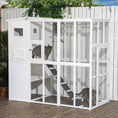 Load image into Gallery viewer, Large Catio Outdoor Cat Enclosure Weatherproof Cat House with Cat Condo, Indoor Wooden Cat Cage Pet Kennel, 77"L x 38"W x 69"H, White
