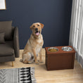 Load image into Gallery viewer, PawHut Raised Pet Feeding Storage Station with 2 Stainless Steel Bowls Base for Large Dogs and Other Large Pets, Brown
