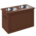 Load image into Gallery viewer, PawHut Raised Pet Feeding Storage Station with 2 Stainless Steel Bowls Base for Large Dogs and Other Large Pets, Brown

