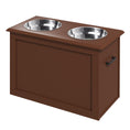 Load image into Gallery viewer, PawHut Raised Pet Feeding Storage Station with 2 Stainless Steel Bowls Base for Large Dogs and Other Large Pets, Brown
