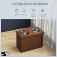 Load image into Gallery viewer, PawHut Raised Pet Feeding Storage Station with 2 Stainless Steel Bowls Base for Large Dogs and Other Large Pets, Brown
