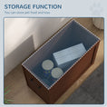 Load image into Gallery viewer, PawHut Raised Pet Feeding Storage Station with 2 Stainless Steel Bowls Base for Large Dogs and Other Large Pets, Brown
