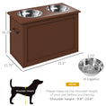 Load image into Gallery viewer, PawHut Raised Pet Feeding Storage Station with 2 Stainless Steel Bowls Base for Large Dogs and Other Large Pets, Brown
