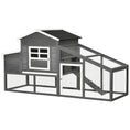 Charger l'image dans la visionneuse de la galerie, 79" Wooden Chicken Coop, Outdoor Hen House, Poultry Habitat with Removable Tray, Nesting Box, Run, Ramp, Grey
