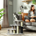 Load image into Gallery viewer, 20" Pet Stairs for Cats, 2 in 1 Cat Tree Tower 3-Step Cat Steps with Scratching Posts, Tickling Post, Toy Balls, for High Beds, Couch, Sofa, Light Gray
