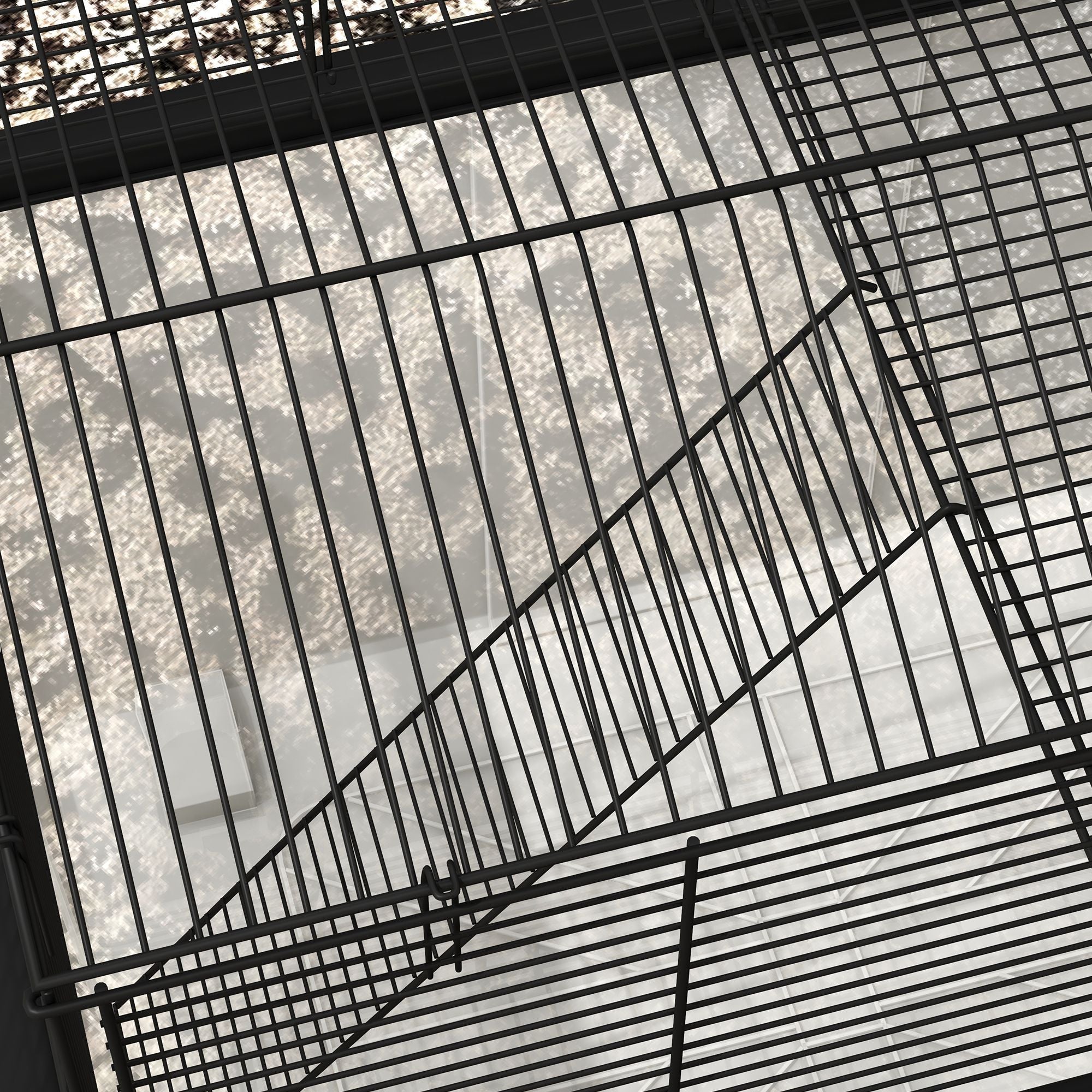 PawHut Hamster Cage, Gerbil Cage 2 Tier with Wheels, Deep Bottom, Ramp, Food Dish, Water Bottle, for Dwarf Hamster, Syrian Hamster, 57 x 43 x 57cm - Black