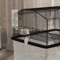 Load image into Gallery viewer, PawHut Hamster Cage, Gerbil Cage 2 Tier with Wheels, Deep Bottom, Ramp, Food Dish, Water Bottle, for Dwarf Hamster, Syrian Hamster, 57 x 43 x 57cm - Black
